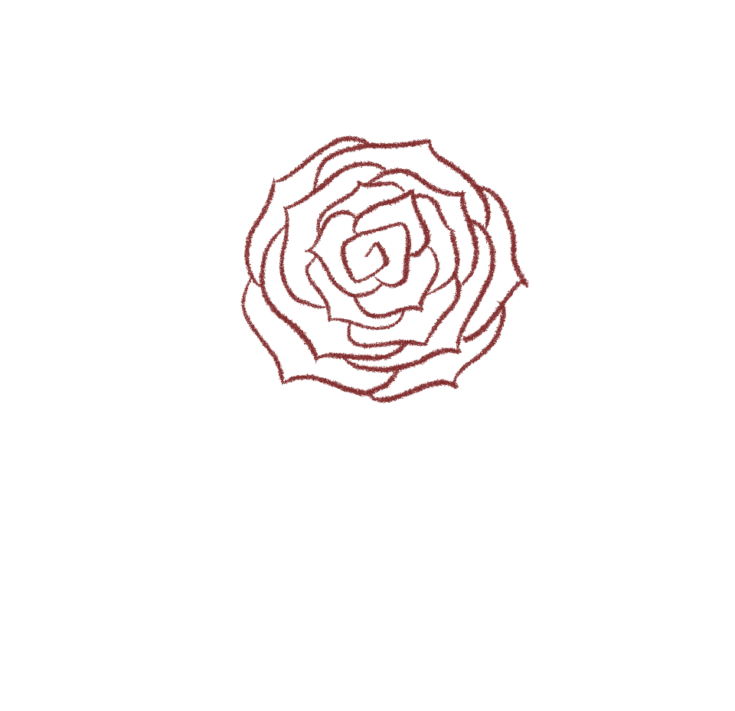 dibujo de una rosa paso a paso